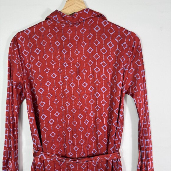 Poupette St Barth Irma Long Dress Tunic Long Sleeve Belted Maxi Orange Rombu S - Picture 4 of 12